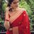 celebrity inspired red banarasi south silk fancy saree with unstitched blouse