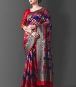 kanjivaram red self design art silk jacquard saree with unstitched blouse