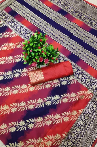 kanjivaram red self design art silk jacquard saree with unstitched blouse