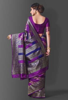 pure wine jacquard art silk blend light weight saree with unstitched blouse 2