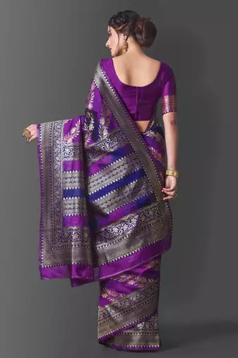 pure wine jacquard art silk blend light weight saree with unstitched blouse
