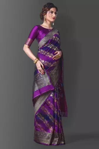 pure wine jacquard art silk blend light weight saree with unstitched blouse