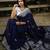 light weight navy blue resham thread pure art silk blend multicolor saree with unstitched blouse