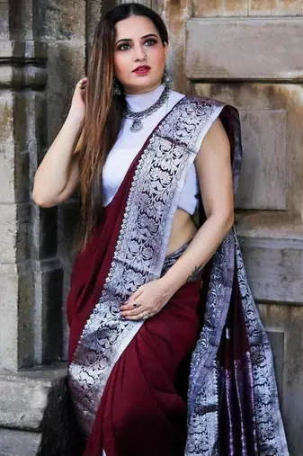 jacquard maroon self design silk cotton saree with unstitched blouse