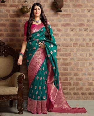 soft cream woven pure art silk gift saree with unstitched blouse 1