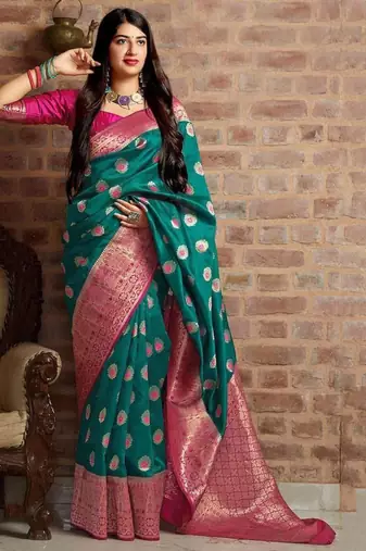 soft cream woven pure art silk gift saree with unstitched blouse
