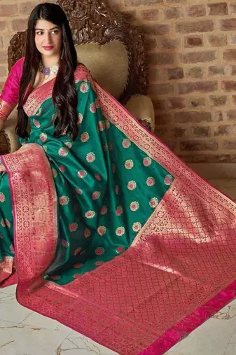 soft cream woven pure art silk gift saree with unstitched blouse