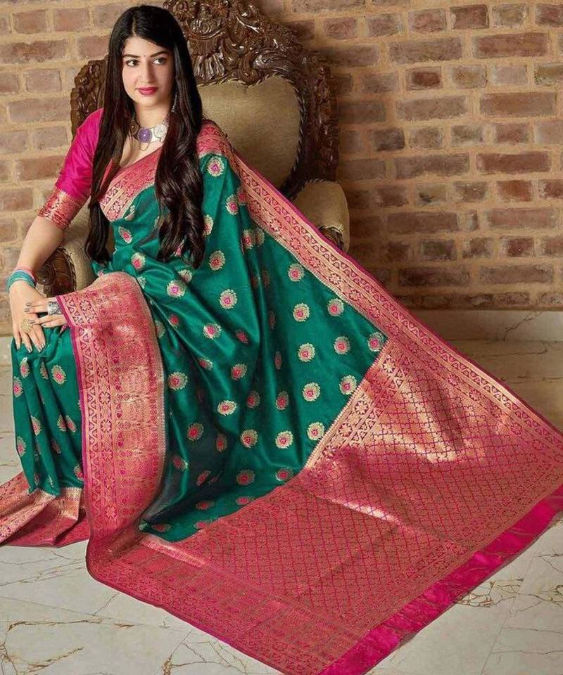 soft cream woven pure art silk gift saree with unstitched blouse