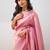 celebrity type pink resham thread cotton silk kerala saree with unstitched blouse