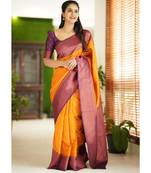 embellished gold  self design pure art silk blend multicolor saree with unstitched blouse