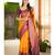 embellished gold  self design pure art silk blend multicolor saree with unstitched blouse