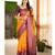 embellished gold  self design pure art silk blend multicolor saree with unstitched blouse