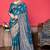 new collection blue  self design cotton silk kerala saree with unstitched blouse