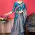 new collection blue  self design cotton silk kerala saree with unstitched blouse