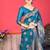 new collection blue  self design cotton silk kerala saree with unstitched blouse