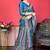 new collection blue  self design cotton silk kerala saree with unstitched blouse