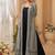 Black chinon silk  gown with jacket semi stitched up to 42" size