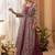 Dark mauve chinon silk gown with jacket semi stitched up to 42" size