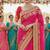 georgette party wear saree in pink with embroidery work & crystal stone work