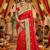 silk wedding wear saree in red with crystal stone work