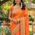 sateen silk wedding wear saree in orange with embroidery work & crystal stone work
