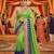 viscose silk wedding wear saree in green with crystals stone work