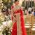 georgette wedding wear saree in red with embroidery work & crystal stone work