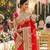 georgette wedding wear saree in red with embroidery work & crystal stone work