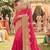 georgette wedding wear saree in pink with embroidery work & crystal stone work