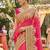 georgette wedding wear saree in pink with embroidery work & crystal stone work