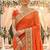 sateen silk wedding wear saree in orange with embroidery work & crystal stone work