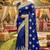 art silk party wear saree in blue with embroidery work & crystal stone work
