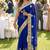 georgette party wear saree in blue with embroidery work & crystal stone work