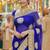 georgette wedding wear saree in blue with embroidery work & crystal stone work