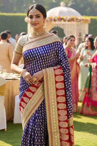 viscose silk party wear saree in purple with embroidery work & crystal stone work