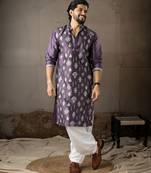 Purple color smart embroidered kurta for men's ceremonial looks