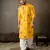 Mustard color linen fabric designer embroidered festive special kurta for men