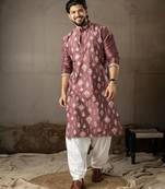 Wine color smart embroidered kurta for men's ceremonial looks
