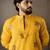 Mustard color linen fabric designer embroidered festive special kurta for men