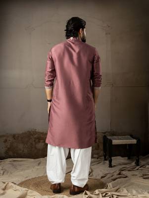 Wine color smart embroidered kurta for men's ceremonial looks 2