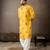 Mustard color linen fabric designer embroidered festive special kurta for men