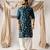 Peacock blue color smart embroidered kurta for men's ceremonial looks
