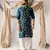 Peacock blue color smart embroidered kurta for men's ceremonial looks