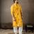 Mustard color linen fabric designer embroidered festive special kurta for men