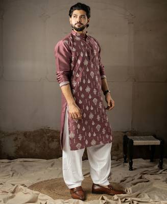 Wine color smart embroidered kurta for men's ceremonial looks 5