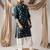 Peacock blue color smart embroidered kurta for men's ceremonial looks