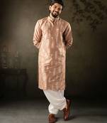 Chocolate brown color smart embroidered kurta for men's ceremonial looks