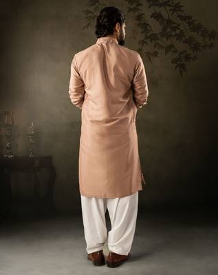 Chocolate brown color smart embroidered kurta for men's ceremonial looks 2