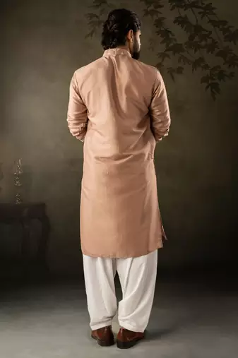 Chocolate brown color smart embroidered kurta for men's ceremonial looks