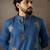 Blue color linen fabric designer embroidered festive special kurta for men